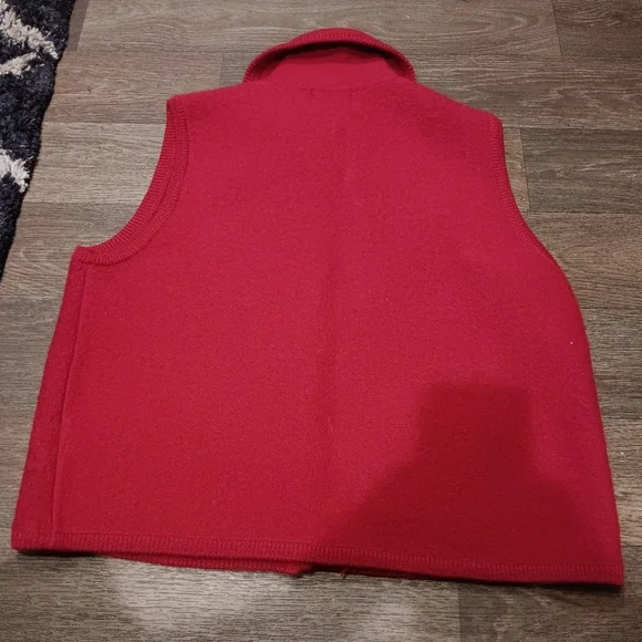 Vintage Woolrich Boiled Wool Cardigan Sweater Vest Jacket Womens L - Picture 5 of 6